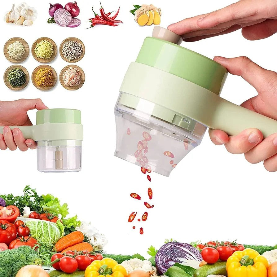 Drumstone 4-in-1 Electric Handheld Food Chopper Set - Ideal for Garlic, Pepper, Onion, Celery, Ginger, and Meat.