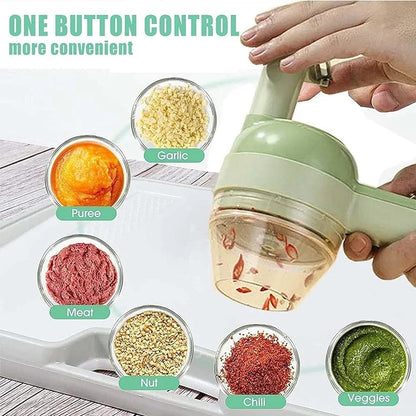 Drumstone 4-in-1 Electric Handheld Food Chopper Set - Ideal for Garlic, Pepper, Onion, Celery, Ginger, and Meat.