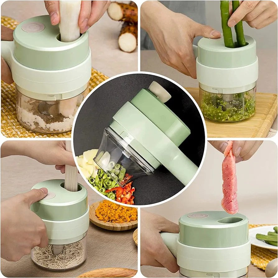 Drumstone 4-in-1 Electric Handheld Food Chopper Set - Ideal for Garlic, Pepper, Onion, Celery, Ginger, and Meat.